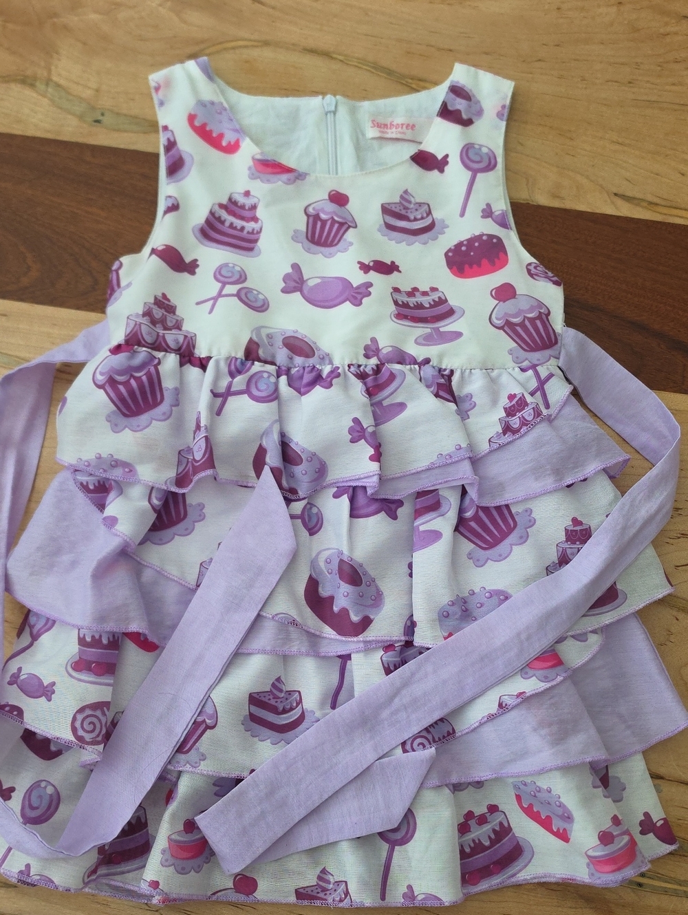 Girls' Lavender Tiered Candy Print Dress